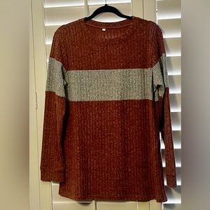 Soft Ribbed Two Toned Ribbed Sweater